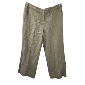 Talbots Tan 100% Linen Cropped Capri Pants Womens Petite Size 14 P